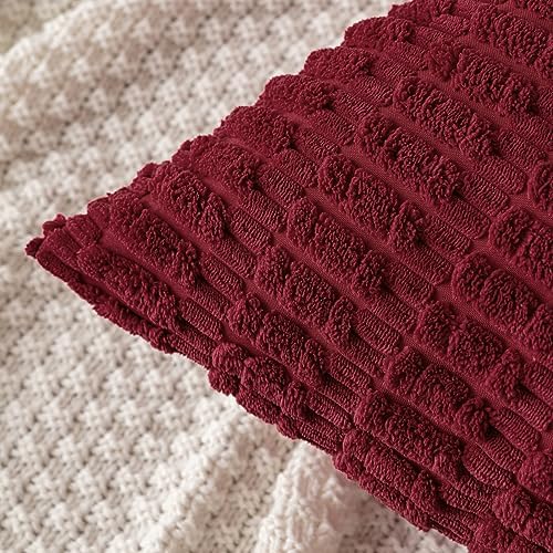 MIULEE Christmas Euro Sham Corduroy Decorative Throw Pillow Covers 24x24 Burgundy - Image 4