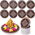 16 Pcs Indian Return Gifts Mini Kolam Ceramic Round Pooja Stand, Brown by Unknown