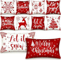Newwiee 10 Piece Throw Pillows Covers Decorations Snowman Wreath Santa Claus Tree Red Buffalo Plaid Merry Christmas Pillow Covers for Couch Sofa(Snowflakes) by Newwiee