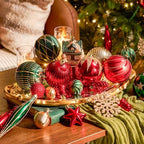 JORNOY 106Pcs Christmas Ornaments Set, Shatterproof Assorted Hanging Baubles Decorations Bulk for Christmas Tree Decorations Home Holiday Party Decor, Red & Green & Gold - Image 3