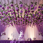 Lyrow 60 Pack Lavender Purple Artificial Flower Hanging Ornaments Purple Roses Floating Garland Moody Vintage Mauve Wedding Lilac Boho Cottagecore Ceiling Garland Bridal Shower Bouquet Table Decor - Image 6