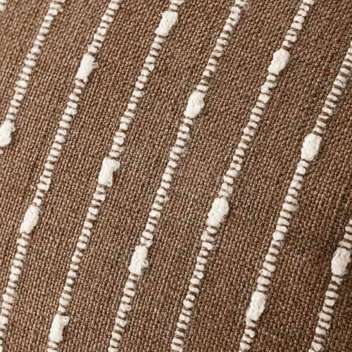 Foindtower Decorative Striped Boucle Throw Pillow Covers 24x24 Inch Brown - Image 2