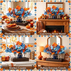 Rtteri 3 Pcs Blue and Orange Fall Mason Jar Centerpiece with Wood Tray - Image 4