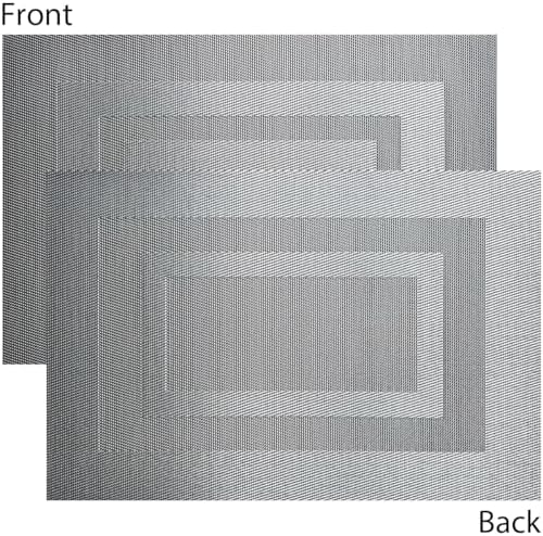PIGCHCY Placemats Set of 12 Washable Durable Place Mats Vinyl Heat Resistant Non-Slip Table Mats Indoor Outdoor (18 x 12 inches, Silver Black) - Image 3