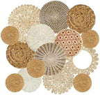 Xuhal 15 Pcs Boho Wall Basket Decor Handcrafted Seagrass Woven Wall Basket Rustic Round Woven Hanging Art for Home Farmhouse Kitchen Table Living Room(Fresh Style) by Xuhal
