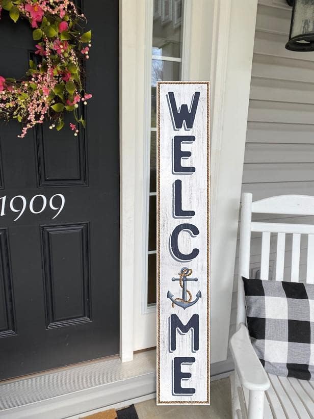Welcome With Anchor Sign for Front Door, 4ft Tall Front Porch Decor, Vertical Wooden Signs for Front Porch, Rustic Farmhouse Wood Porch Decorations Outdoor - Image 6