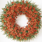 32" Large Artificial Eucalyptus Silk Flower Wreath for Outdoor(Fall Orange) by GLIDLION