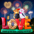 7.2Ft Valentines Inflatables Outdoor Decorations Love Letters Cuddling Cats, LED Blow Up Yard Garden Decor for Wedding Proposal Anniversary, Waterproof Lawn Display with 6 Stakes by Kissuny
