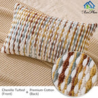 AmHoo Set of 2 Boho Chenille Pillow Cover Decorative Tufted Pillowcase for Couch Bed Sofa Bedroom Living Room Modern 12 x 20-Inch Brown - Image 4