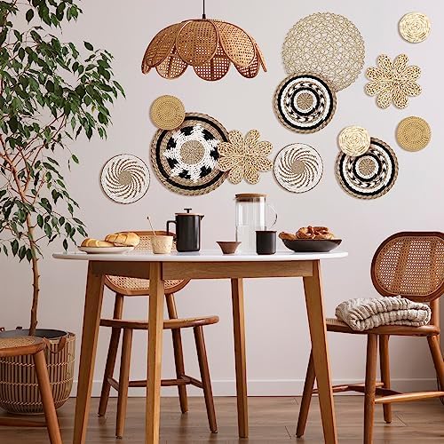 Glenmal 13 Pcs Boho Wall Basket Decor Set Woven Rattan Seagrass,Bohemian - Image 6