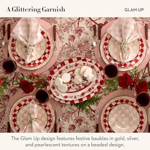 MACKENZIE-CHILDS Set of 4 Napkin Rings, Decorative Napkin-Holder Rings for Cloth Napkins, Glam Up Beaded Tree - Image 3