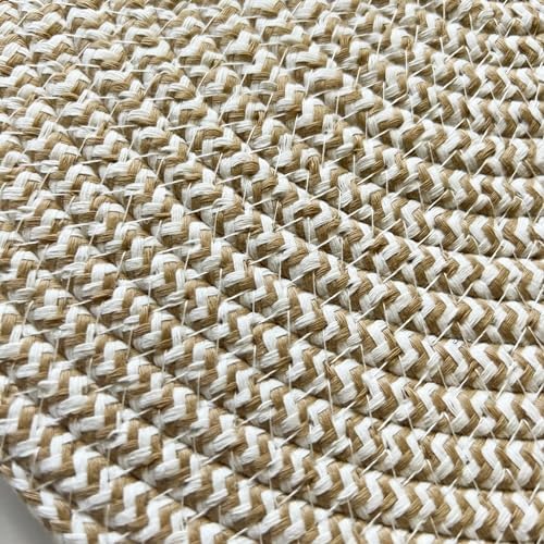 WAZAIGUR Round Placemats Set of 6 Thick Cotton Rope, 13inch, Khaki ＆ White - Image 4