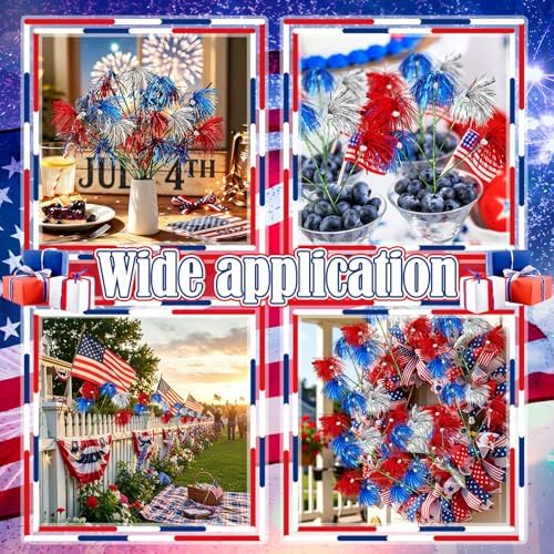 Thiccywoov 10 Pcs 4th of July Decorations Patriotic Firework Picks 15.75 '' Red White and Blue Patriotic Floral Picks 250th Anniversary Firework Stems for Vase Filler Independence Day Home Party Decor - Image 5