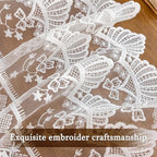 Lace Table Runner Exquisite Embroidery Floral,UWWGKK Table Runners with Tassel Retro French Country Style,for Wedding Decor,Afternoon Tea,Bed Runner,Piano Top Cover,13x122 Inch - Image 2