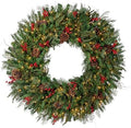 Balsam Hill Outdoor Red Berry Pine Christmas Wreath - Fresh Traditional Front Door Wreath with Natural Elements with LED Clear Lights, Plug-in, 48" by BalsamHill