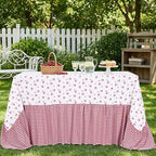 Red Ruffle Tablecloth Plaid Table Cloth - 90 x 132 Inch Waterproof Tablecloths Rectangle Washable Polyester Red bow Table Cover for Birthday Wedding Dinner Picnic Mother's Day Party Decoration - Image 3