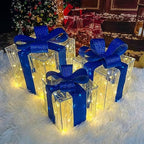 Christmas Decorations: Set of 3 Christmas Lighted Gift Boxes by Purtuemy