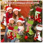 Newcotte 6 Pack 20 Inch Large Christmas Stocking Elf Xmas Hanging Stockings Red Green White Christmas Decorations for Holiday Fireplace Tree Decoration Gift Present - Image 3