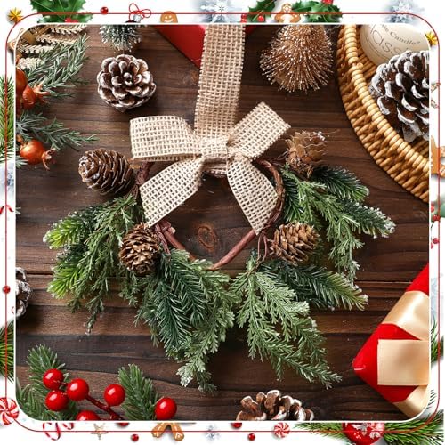 Dingion 6 Pcs 6" Cedar Christmas Mini Cabinet Wreaths for Kitchen - Image 4