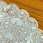 Ridhi Bo-ho Round Place Mat Easter Floral Cotton Washable Placemats 15" Round Embroidery Block Print Table Mat (Pack of 4-15 Inch Round, Taupe) - Image 4