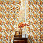 youleyar Fall Curtains for Living Room, 96 Inch Length Rod Pocket Printed Pattern Fall Curtian Panels, Autumn Orange Floral Window Drapes for Bedroom Dining Room Drapes, 52" W x 96" L - Image 5