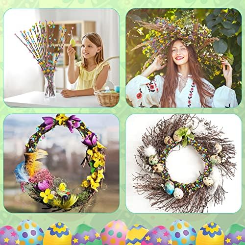 Juinte 30 Packs Easter Berry Garland Artificial Sprays Wire Spring Pip Berry Decorative Garland Picks Floral Pip Picks Stems for Easter Crafts Floral Arrangement Wreath Making - Image 5