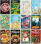 Remagr 12 Pcs Solar Seasonal LED Garden Flags Double Sided Yard Flags Easter Independence Day Summer Butterfly Decorations 12 x 18 Inch Welcome Garden Holiday Yard Outside Lawn Decoration by Remagr