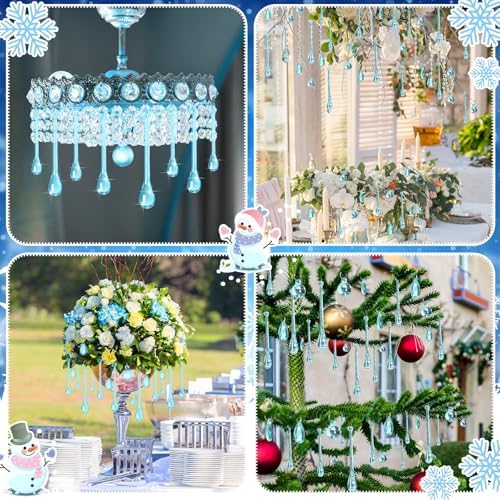 Vercraft 100 Pcs Christmas Tree Acrylic Hanging Ornaments, Blue - Image 5