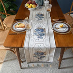 Embroidery Luxury Table Runner, Long White Dining Table Runner, Elegant Jacquard Dresser Scarf with Multi-Tassels for Dining Room Party Banquet Table Decor, 13x102inch - Image 3