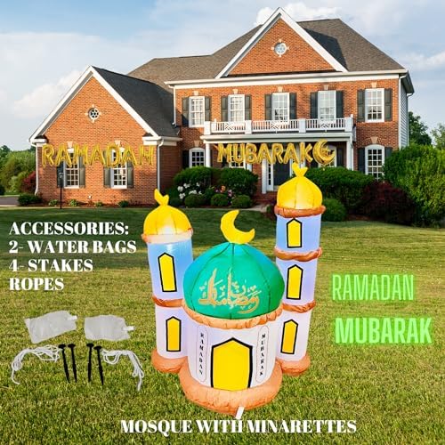 Eid Gift Inflatable Masjid Decoration with LED Lights - Indoor/Outdoor Electric Blow-Up Yard Décor, 40" Tall (Masjid Model) - Image 2