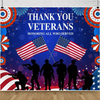 Veterans Day Backdrop Decorations Patriotic Banner 15x10ft - Image 4