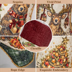 LUBOT 5 Pack Christmas Stockings Set of 5 Large Family Xmas Stocking Embroidered 20" Rustic Traditional Classic Retro Vintage Fireplace Hanging Holiday Decor - Image 4