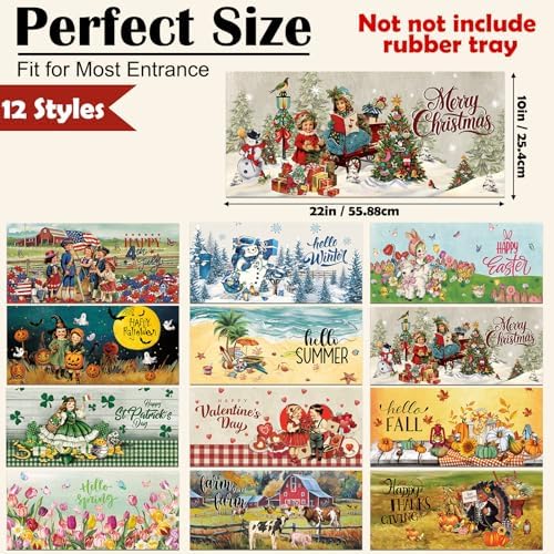 Nuanchu 12 Pack Seasonal Doormat Inserts, 10x22 in, Interchangeable, Retro - Image 3