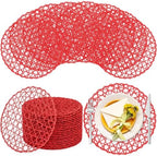Threehoney Paper Braided Round Placemats, Set of 24, Red, 13 in by Threehoney