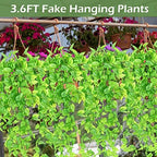 Hoteam 12 Pcs Artificial Hanging Greenery Plants, Marble Queen Pothos - Image 6