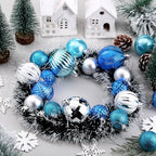 Lunmon 64 Pcs Blue and Silver Christmas Balls Ornaments Glitter Xmas Bulbs - Image 6
