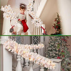 Hotop 9 ft Faux Spruce Artificial Christmas Garland LED Warm Pine Prelit Battery Operated Lighted Garland for Seasonal Indoor Home Fireplace Mantle Tree Stair Decor(4 Pcs,White) - Image 6