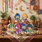 Boao 12 Pcs Ramadan Tambourine 4 Inch with Printed Eid Design Ramadan Party Favor Handheld Jingle Drum for Eid al-Fitr and Celebration, Party Decoration and Musical Performance - Image 6