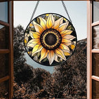 Retro Sunflower Stained Glass Window Hanging Suncatcher Gifts for Mom 12" - Image 5