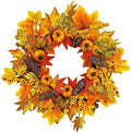 GLLBTPT 20in Fall Wreath Full Handcrafted Autumn Front Door Wreath with Pumpkins Maple Leaves Berries for Halloween Thanksgiving Harvest Decoration (Maple Leaf) by Thegoodlifebeginsfromnow