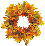 GLLBTPT 20in Fall Wreath Full Handcrafted Autumn Front Door Wreath with Pumpkins Maple Leaves Berries for Halloween Thanksgiving Harvest Decoration (Maple Leaf) by Thegoodlifebeginsfromnow