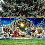 13x6Ft Religious Garage Door Banner - Nativity Scene with Holy Family, Shepherds and Animals in Stable Large Hanging Covers, Outdoor Inspirational Holiday Decor - Image 5