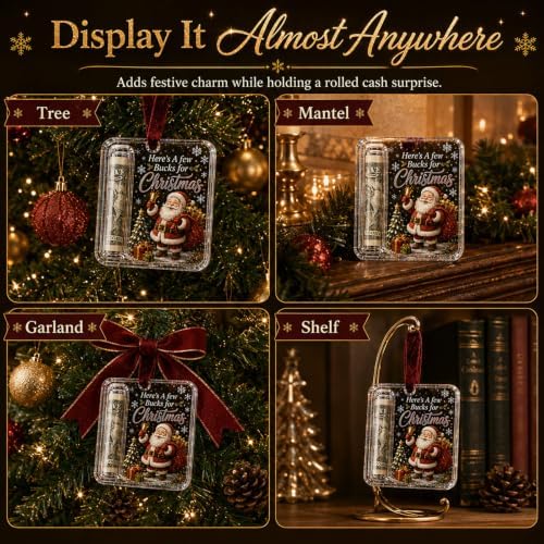 14Pcs Christmas Money Holders for Cash, 2027 Cash Gift Holder Ornament, Crystal Holiday Money Holder, Hanging Christmas Ornaments for Tree Decor & Stocking Stuffer Gifting (14PCS) - Image 6