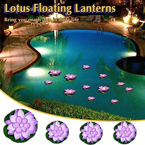 Liliful LED Floating Lotus Lantern Diwali Pool Pond Decor Purple 3.94&5.91" - Image 4