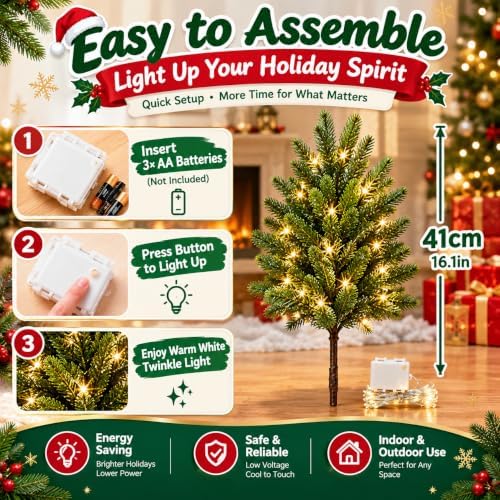 5/10 Bundles Twinkling Enchanted Evergreen Pine with Lights，10 Bundles - Image 4