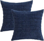 MIULEE Euro Sham Corduroy Decorative Throw Pillow Covers 24x24 Navy Blue - Image 6