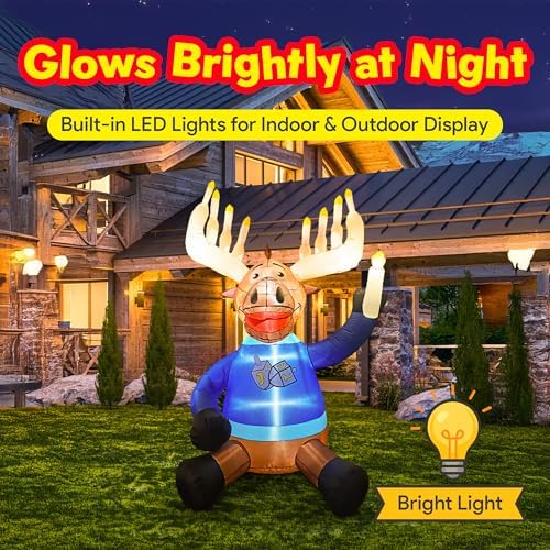 Macabee Moose 6 FT Inflatable Hanukkah Decorations – Blow Up Hanukkah Decorations for Outdoor Use, Hanukkahs Inflatables Outdoor with LED Lights, Festive Hanukkahs Yard Decor for Home, Garden, Patio - Image 5