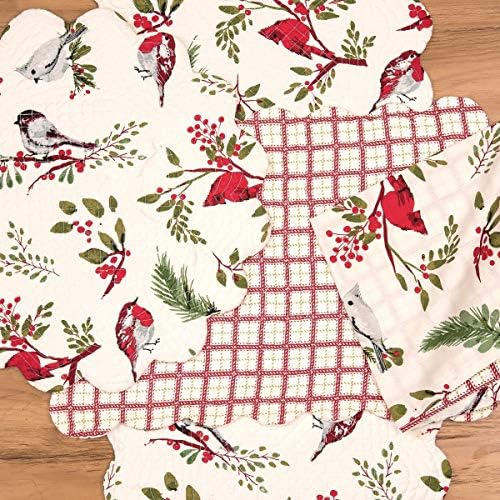 C&F Home Sprig Chickadees & Red Cardinals Birds 100% Cotton Quilted Christmas Table Runner Xmas 14" x 51" Festive Winter Holidays Home Kitchen Dining Dinner Table Tabletop Machine Washable Scalloped - Image 3