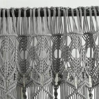 Lush Decor Boho Macrame Textured Cotton Window Curtain Panel Single 40" W x 63" L Gray - Macrame Curtains for Windows, Room Divider, Boho Wall Decor - Image 3