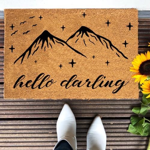 Funny The Entrance Way Outside Personalized Rug with Heavy-Duty Non Slip Outdoor Coconut Coir Doormat Pets Lover Gift 23.6 x 15.7 inch (Hello The Darling) - Image 5